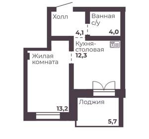 1-к квартира, вторичка, 34м2, 4/17 этаж