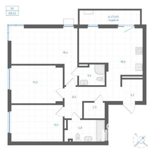 3-к квартира, вторичка, 90м2, 2/9 этаж