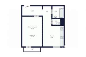 1-к квартира, вторичка, 32м2, 3/10 этаж