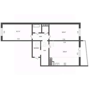 2-к квартира, вторичка, 77м2, 13/20 этаж