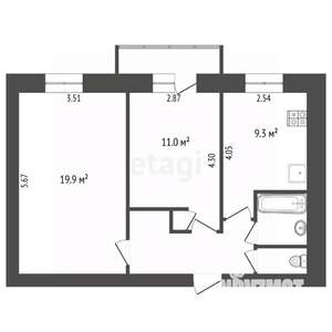 2-к квартира, вторичка, 50м2, 7/9 этаж