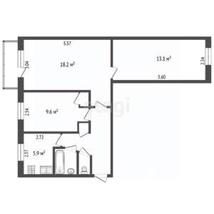3-к квартира, вторичка, 59м2, 2/5 этаж
