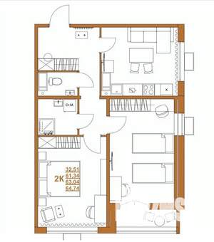 2-к квартира, строящийся дом, 63м2, 3/10 этаж