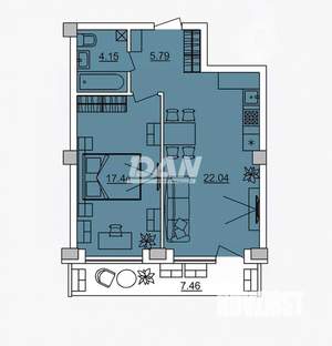1-к квартира, вторичка, 49м2, 24/29 этаж