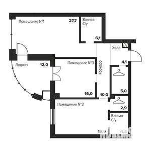 2-к квартира, вторичка, 96м2, 19/29 этаж