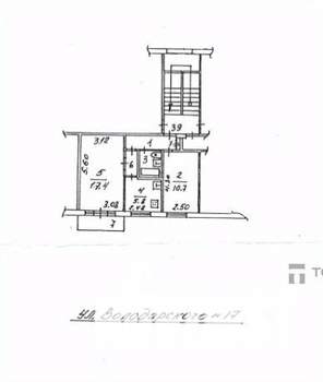 2-к квартира, вторичка, 44м2, 5/5 этаж