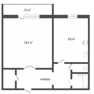 1-к квартира, вторичка, 40м2, 2/10 этаж