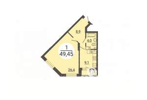 1-к квартира, вторичка, 49м2, 12/25 этаж
