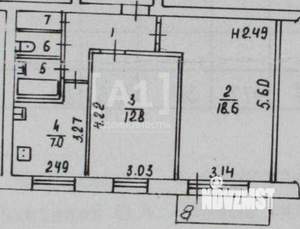 2-к квартира, вторичка, 48м2, 1/5 этаж