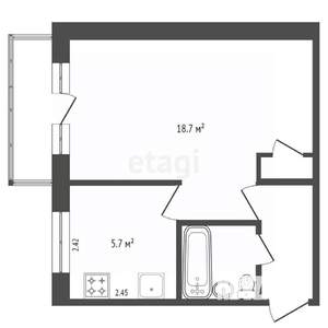 1-к квартира, вторичка, 30м2, 5/5 этаж