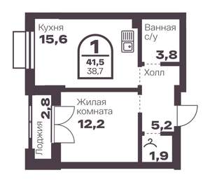 1-к квартира, вторичка, 39м2, 21/8 этаж