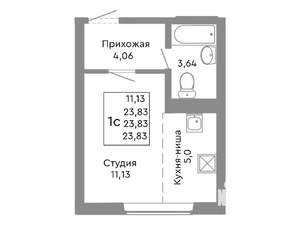 Студия квартира, строящийся дом, 24м2, 2/10 этаж