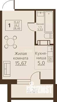 Студия квартира, сданный дом, 24м2, 5/10 этаж