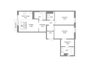 3-к квартира, строящийся дом, 65м2, 5/10 этаж