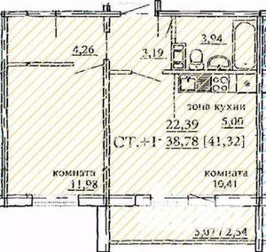 2-к квартира, вторичка, 41м2, 9/10 этаж