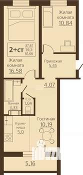 2-к квартира, вторичка, 61м2, 5/10 этаж