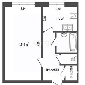 1-к квартира, вторичка, 34м2, 5/5 этаж