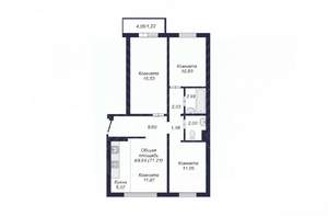 3-к квартира, вторичка, 71м2, 5/10 этаж