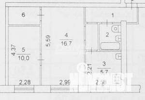 2-к квартира, вторичка, 45м2, 1/5 этаж