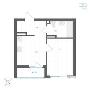 1-к квартира, вторичка, 33м2, 7/11 этаж