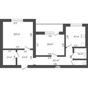 2-к квартира, вторичка, 71м2, 9/10 этаж