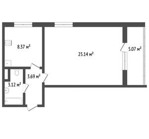 1-к квартира, вторичка, 41м2, 5/10 этаж