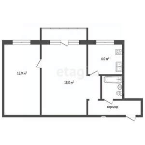 2-к квартира, вторичка, 46м2, 5/5 этаж