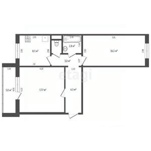 2-к квартира, вторичка, 56м2, 8/10 этаж