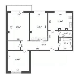 3-к квартира, вторичка, 77м2, 1/10 этаж