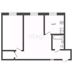 2-к квартира, вторичка, 45м2, 1/4 этаж