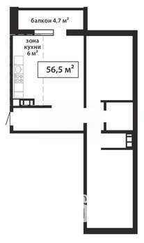 2-к квартира, вторичка, 57м2, 15/16 этаж