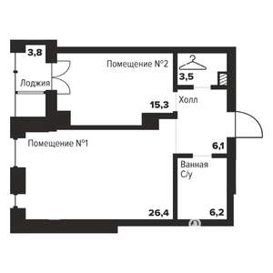 1-к квартира, строящийся дом, 57м2, 9/29 этаж