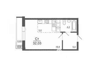 Студия квартира, вторичка, 32м2, 12/30 этаж