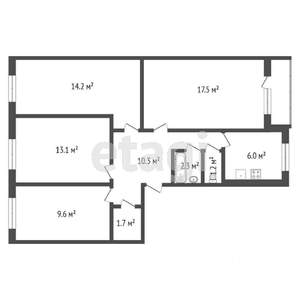 4-к квартира, вторичка, 73м2, 1/5 этаж