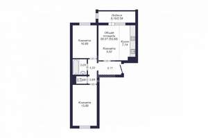 2-к квартира, вторичка, 54м2, 2/10 этаж