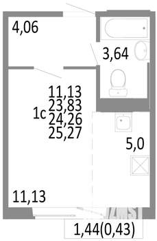 1-к квартира, строящийся дом, 24м2, 5/10 этаж