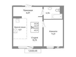 2-к квартира, вторичка, 41м2, 7/10 этаж