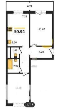 2-к квартира, сданный дом, 51м2, 8/10 этаж