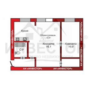 2-к квартира, вторичка, 43м2, 2/5 этаж