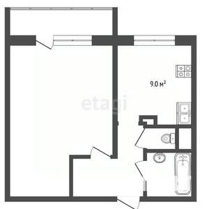 1-к квартира, вторичка, 34м2, 9/9 этаж