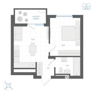 1-к квартира, вторичка, 38м2, 16/18 этаж