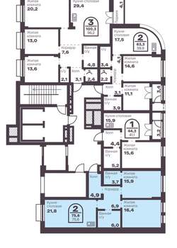 2-к квартира, вторичка, 76м2, 1/8 этаж