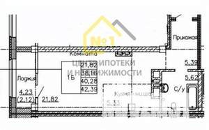 Студия квартира, сданный дом, 42м2, 11/22 этаж