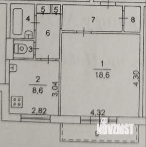 1-к квартира, вторичка, 40м2, 5/9 этаж