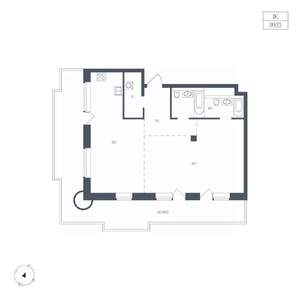 1-к квартира, вторичка, 90м2, 3/8 этаж