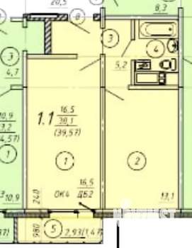 1-к квартира, вторичка, 39м2, 6/20 этаж