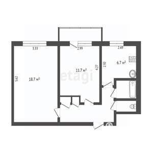 2-к квартира, вторичка, 47м2, 4/9 этаж