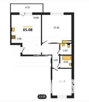 2-к квартира, сданный дом, 65м2, 6/10 этаж
