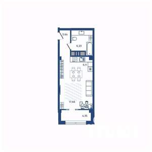 1-к квартира, вторичка, 37м2, 4/23 этаж