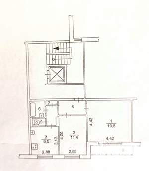 2-к квартира, вторичка, 52м2, 6/9 этаж